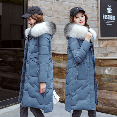 女士大毛领棉袄冬季外套长款羽绒棉服冬装