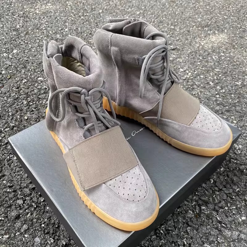 Coconut Shoes 750 Suede High-Top Shoes with Plush Lining and Thick Soles, 2025 Spring New Model, Glow-In-The-Dark Kanye-Style Short Boots