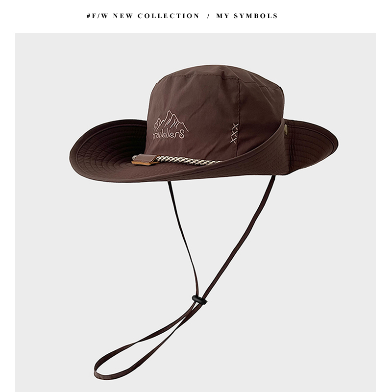 Japanese-Style Drawstring Sun Protection Fisherman Hat for Men and Women, Breathable Summer Outdoor Camping, Hiking, Fishing, Sunshade Cowboy Hat