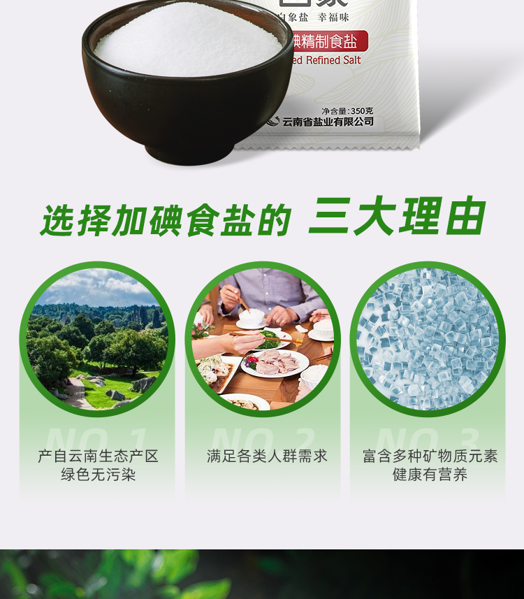 上市公司出品 白象  加碘精制食盐 350g*6袋 深井盐 图5
