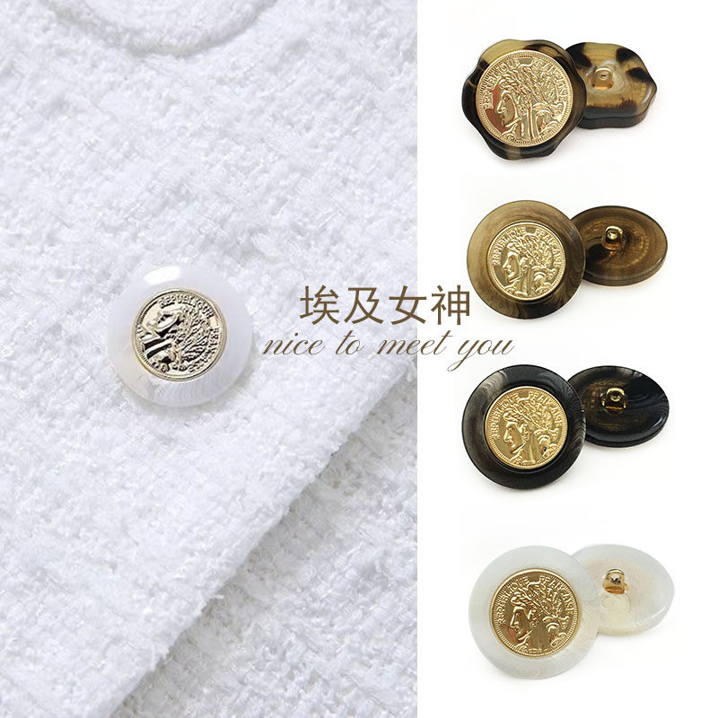 Retro beauty head button gold big clothes button all-match top women's coat resin pattern windbreaker accessories