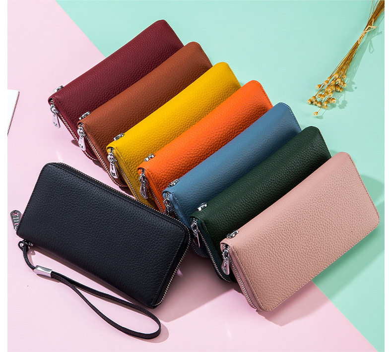 Клатч 时尚潮流防盗刷真皮长款拉链手拿包钱包女2022新款头层牛皮手机包