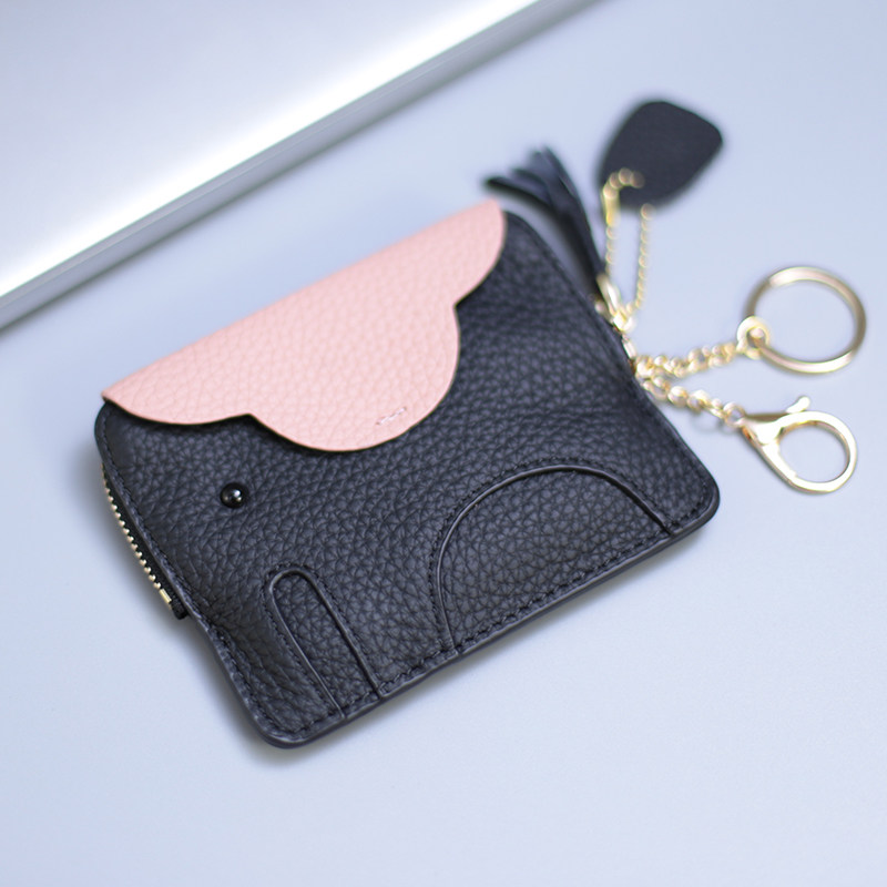 2022 new creative cartoon women-style hit color zero wallet three-in-one card bag key bag zero wallet cow leather contained-Taobao