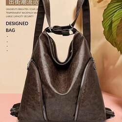 2026 New High-End Textured Women's Backpack, Fashionable and Versatile, Large-Capacity Zipper Travel Shoulder Tote Bag