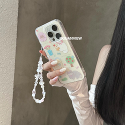 iPhone 16Promax Apple 15 휴대 전화 케이스 14pro 더블 레이어 공예 13 반 벌 16pro 만화 14 휴대 전화 케이스에 적합한 귀여운 애플 트리 고양이 강아지 체인