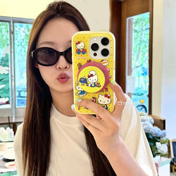 INS 귀여운 소녀 폴카 도트 고양이 마그네틱 브래킷 15 16Pro 애플 16 프롬 맥스 휴대 전화 케이스 iPhone 16 풀 커버 14 새로운 14 만약 보호 케이스 13 Korean에 적합합니다.