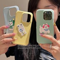 High-end candy color embroidery pet dog suitable for Apple 15promax mobile phone case iphone13 new 12 leather 14 female 14promax soft 15pro half pack anti-