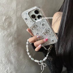 iPhone 16Promax Apple 15 휴대 전화 케이스 14 풀 커버 13 장대 15 프로 틈새 시장에 적합한 간단하고 고급 쿨 스타일 활 스팽글 드리핑 접착제