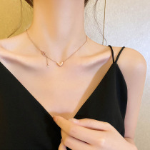 Titanium steel love necklace female light luxury niche design sense ins cold wind simple Net red wild temperament choker