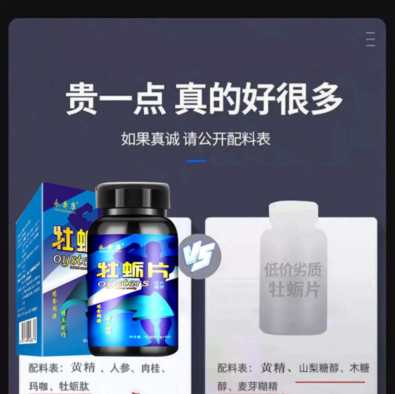 【连锁药房同售~】永奔康补肾牡蛎片60片