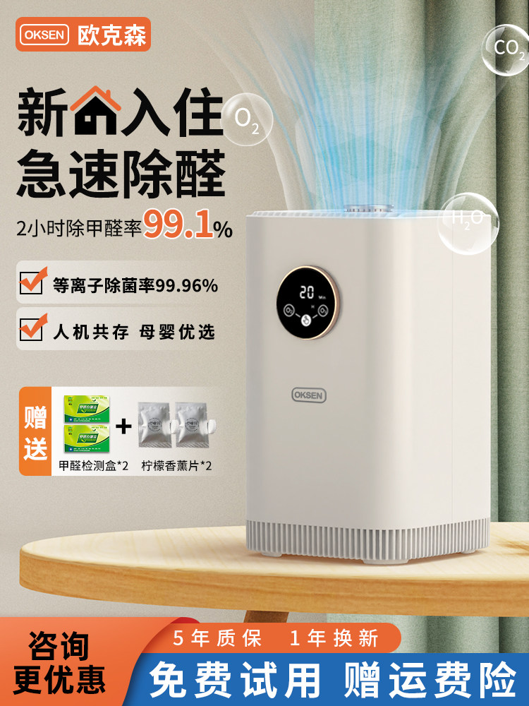 Oxen Air Purifier Removes Formaldehyde, Household Formaldehyde Remover, Negative Ion Sterilization and Disinfection, Pet Deodorizer and Odor Remover