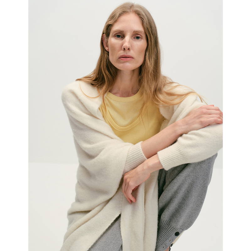 Inside Home Series Made of Senses Alpaca Blend Fringed Shawl Long Knitted Cardigan Outerwear Inside Home Series Made of Senses Alpaca Blend Fringed Shawl Long Knitted Cardigan Outerwear