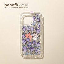 Benefit Fresh Ins Purple Tulip Bear Rabbit applies Apple 13promax mobile phone shell iphone12mini