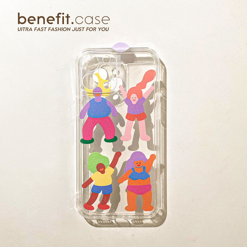 Benefit graffiti Color Colorful Gart dancers apply Apple 13promax mobile phone protection shell creative iphone12mini oil painting xsmax small crowdxr transparent protection