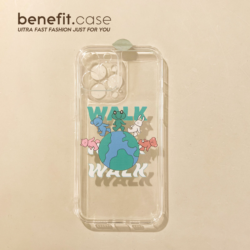 Benefit creative earth travel applicable Apple 13promax mobile phone protection shell soft iphone12 transparent mini anti-fall xsmax brief xr personality female 8