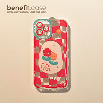 Benefit New Simplicity Joins Wind Red Blooming Flowers Apply Apple 13promax Advanced Senses Mobile Phone Shell iphone12mini Protective Sleeve Xsmax New X x