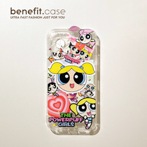Benefit cartoon yellow hair flying day Little policewoman applies Apple 13promax mobile phone shell iphone12mini
