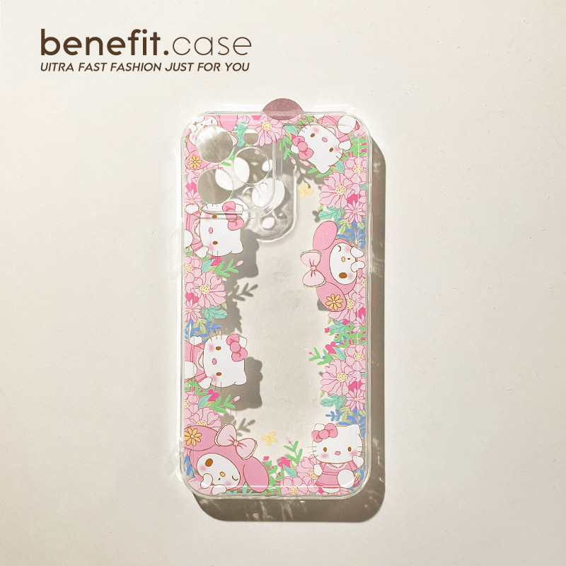Benefit cute Hello with Melotti to apply Apple 13promax mobile phone protection shell iphone12mini