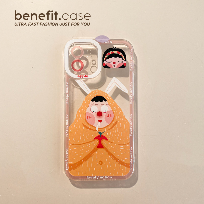 Benefit creative card rabbit sauce transparent protective shell suitable for apple 13promax mobile phone protection shell iphone12mini protective sheath xsmax little fresh xr