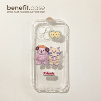 Benefit Japan-ROK cartoon oil painting cat dog applies Apple 13promax mobile phone shell original iphone12mini cartoon xsmax teenage girl xr transparent 8pl