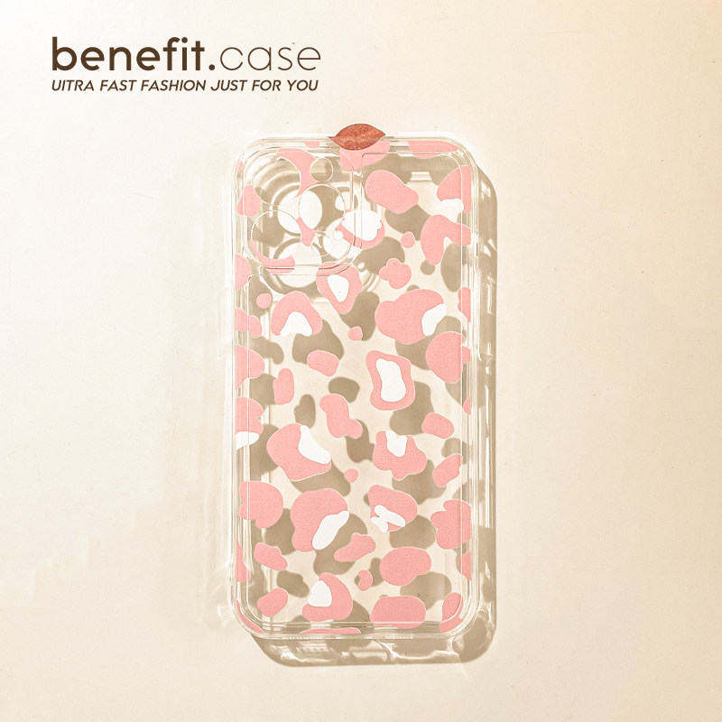 Benefit Japanese and Korean creative pink BAO WEN suitable for Apple 13promax mobile phone case simple iphone12 female 14promax transparent 11xs