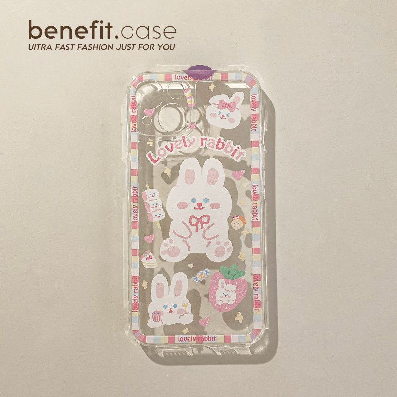 Benefit Cartoon Colored Lace Rabbit applies Apple 13promax anti-fall mobile phone protection shell iphone12mini protective sheath xs full package xr transparent 8plu