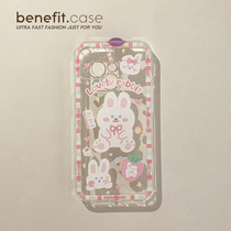 Benefit Cartoon Colored Lace Rabbit applies Apple 13promax anti-fall mobile phone shell iphone12mini protective sleeve xs full package xr transparent 8plus high