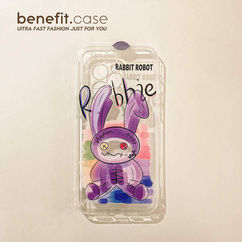 Benefit Japan-ROK Chaodle Painted Graffiti Rabbit applies Apple 13promax mobile phone protection shell creative iphone12mini transparent xsmax lovers xr cute