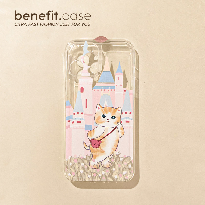 Benefit cartoon castle kitty applies Apple 13promax mobile phone protection shell soft iphone12 silicone mini transparent xsmax idea xr Japan-ROK 8p