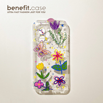 Benefit brief Joins flower world applies Apple 13promax mobile phone shell iphone12mini silicone gel