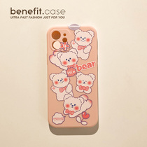 Benefit Cartoon Cute Bear Cubs Wind apply Apple 13promax transparent silicone cell phone shell iphone12mini protective sleeve xsmax adolescent xr