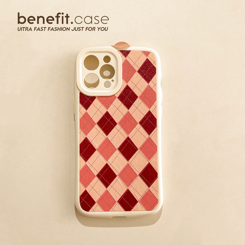 Benefit Japan-ROK magenta pink white applies Apple 13promax mobile phone protective shell iphone12 silicone mini chessboard Gxsmax female xr anti-fall 8p