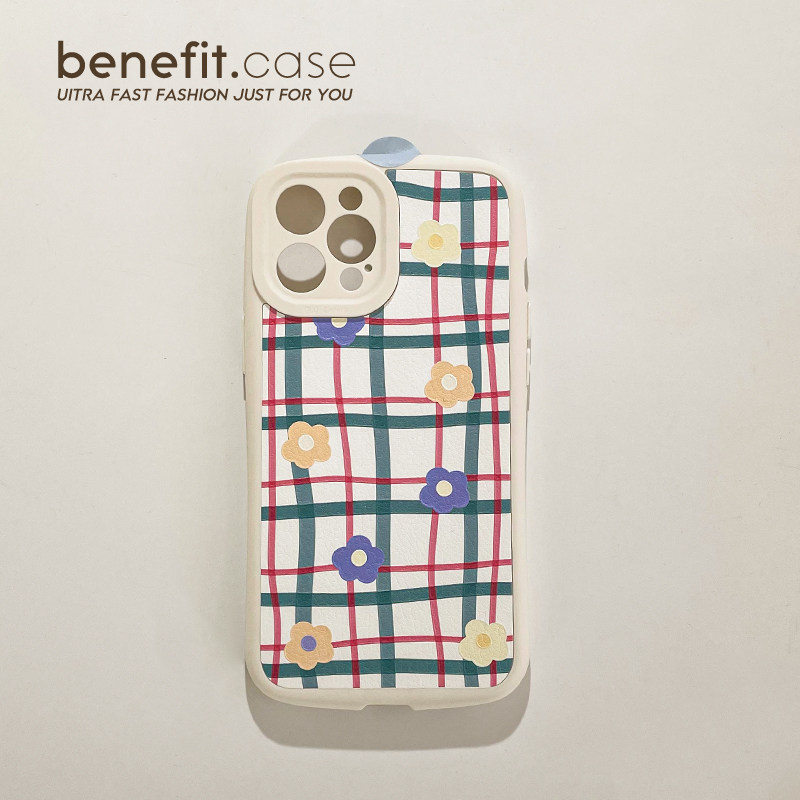 Benefit Japan-ROK streak flowers apply Apple 13promax mobile phone protection shell minimalist iphone12mini art xsmax stripe xr silicone gel