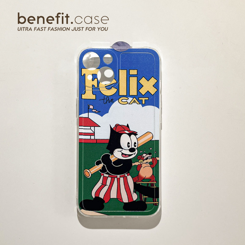 Benefit Japan-ROK cartoon filigree cat applies Apple 13promax mobile phone protection shell creative iphone12mini cute xsmax brief xr transparent 8p
