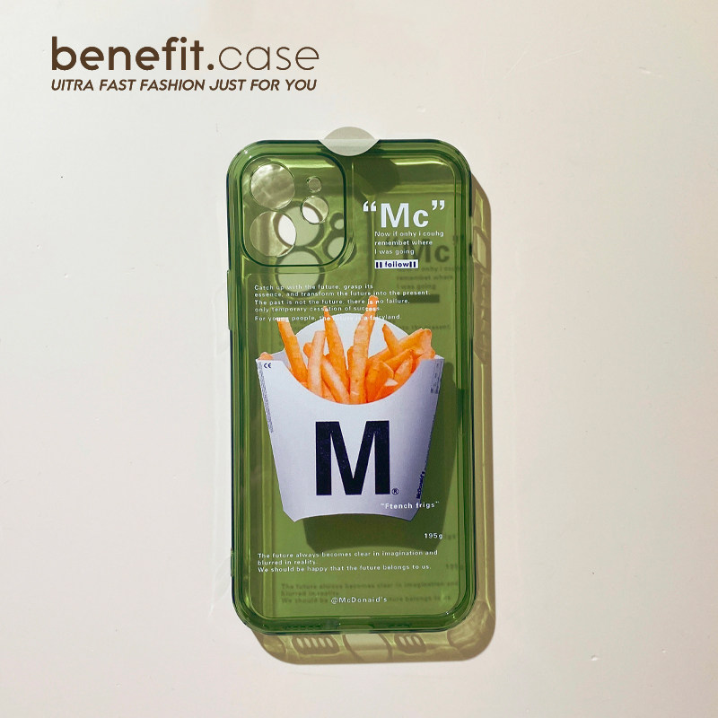 Benefit fun fries to apply Apple 13promax personality mobile phone protection shell iphone12mini protective sleeve xsmax transparent xr soft shell 8