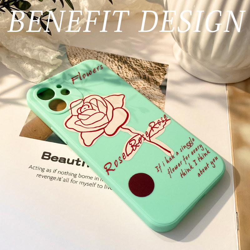Benefit method fresher light cyan applicable Apple 13 mobile phone protection shell romantic rose English iphone13proMax protective sleeve 13mini soft silicone gel female brief