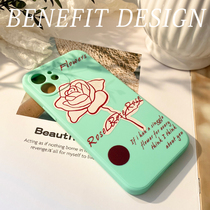 Benefit method fresh light cyan applicable apple 13 mobile phone shell romantic rose English iphone13proMax protective sleeve 13mini soft silicone gel female brief retro