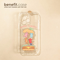 Benefit cartoon burger Cubs apply Apple 13promax mobile phone shell creative iphone12 full package mini cute xsmax female xr transparent 8pl