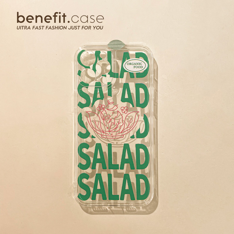 Benefit simple creative salad suitable for Apple 13promax mobile phone protective shell iphone12mini transparent 14 silicone 11xsmax light food