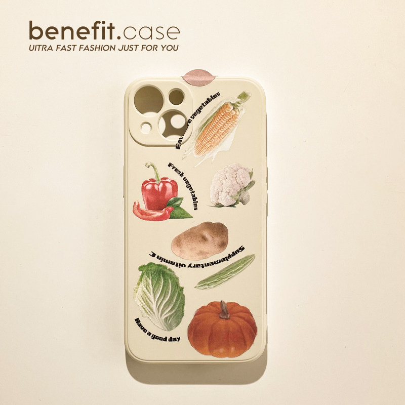 Benefit Creative Ins Wind Vegetables Vegan application Apple 13promax mobile phone protective shell small crowdsourced iphone12mini silicone xsmax personality xr brief