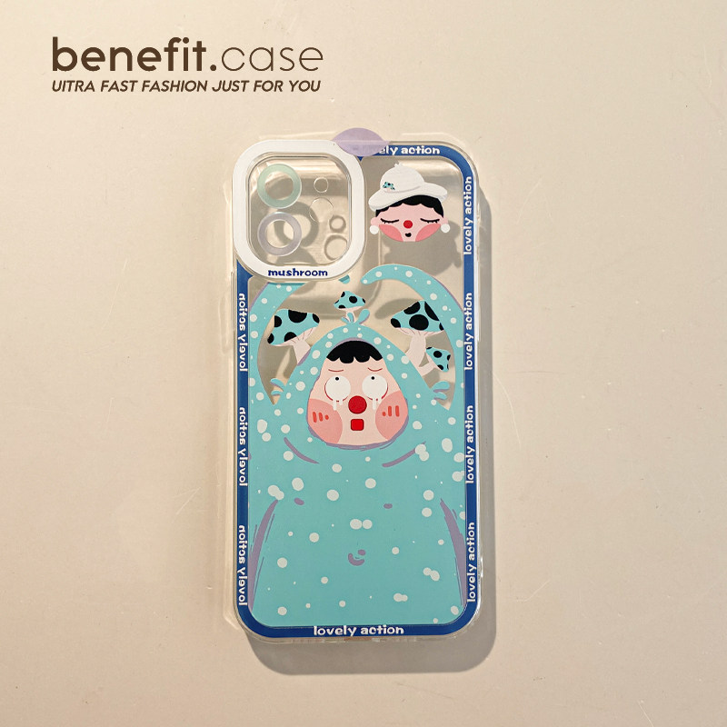 Benefit Cartoon Mushroom Sauce applies Apple 13promax mobile phone protection shell iphone12mini protective sheath xsmax cute xr new 8p