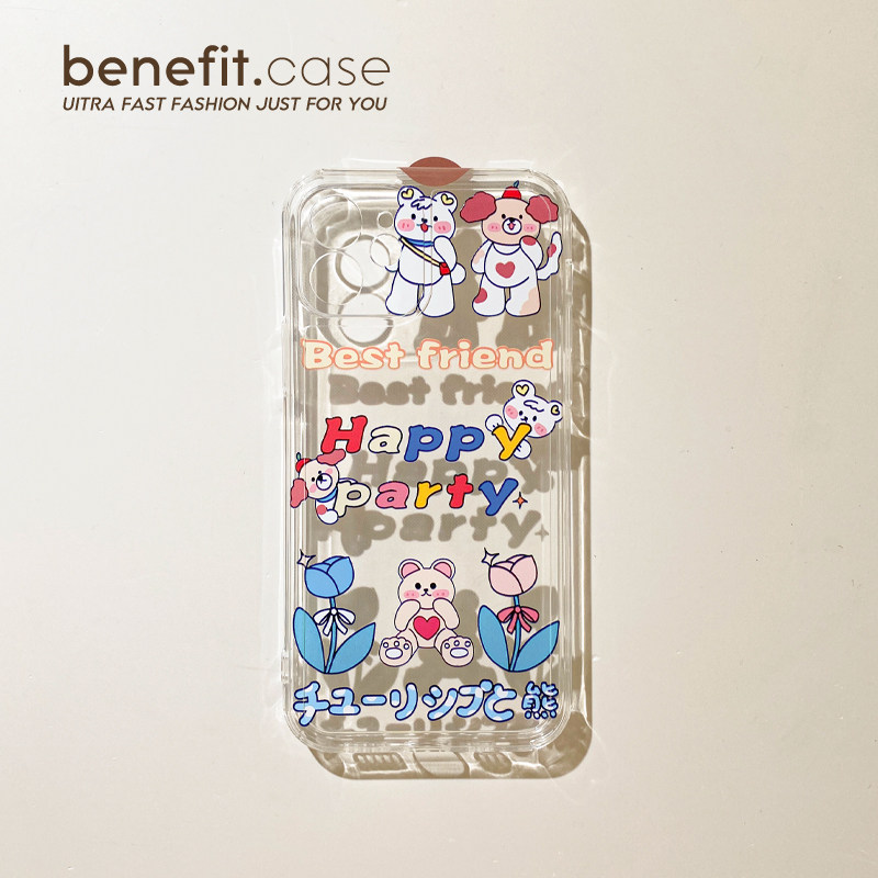Benefit Cartoon Cute Gathering Bears apply Apple 13promax all-bag phone protection shell new iphone12mini protective sleeve xsmax anti-fall