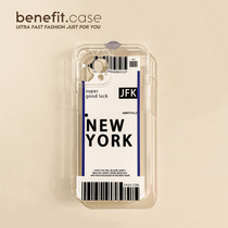 Benefit creative New York flying ticket applies Apple 13promax mobile phone shell iphone12 silicone mini soft xsmax personality xr boarding pass 8plu