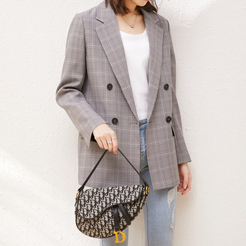 Small suit women's jacket 2023 new plaid casual spring and autumn retro net red suit ladies jacket Korean style temperament
