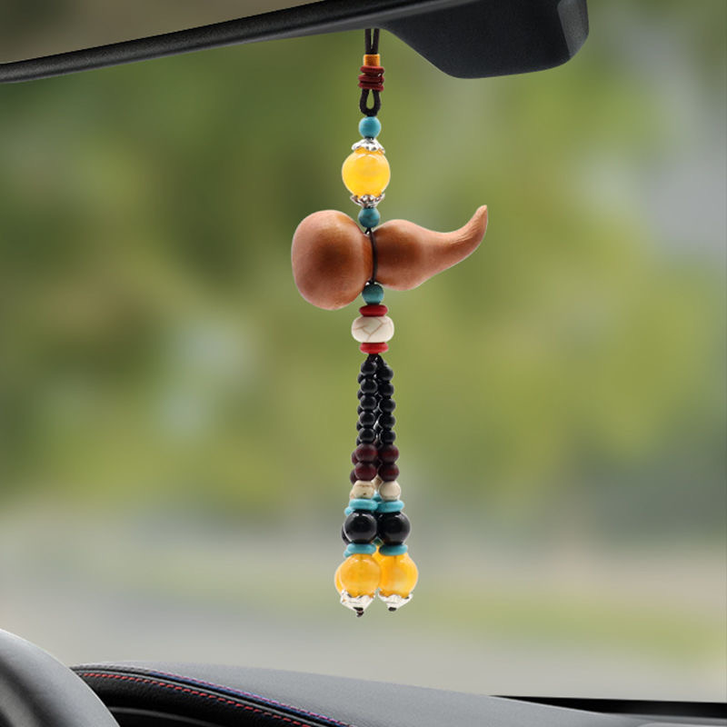 Peach wood hyacinth car pendants allegoric rear mirror hanging accessories Material creative hanging accessories Car ornament Christmas