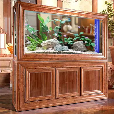 De Mo Chinese fang hong mu pattern Red Dragon cylinder 1 2 meters screen large end of filter-free water ecological aquarium