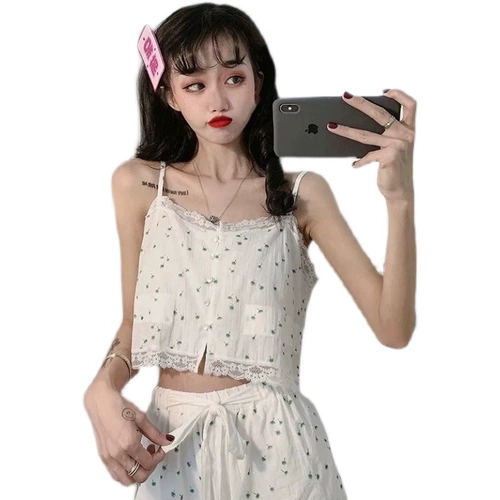 Летняя сексуальная свежая хлопковая пижама, тонкий комплект для принцессы, эффект подтяжки, подходит для подростков