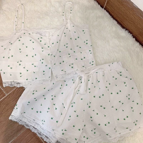 Летняя сексуальная свежая хлопковая пижама, тонкий комплект для принцессы, эффект подтяжки, подходит для подростков