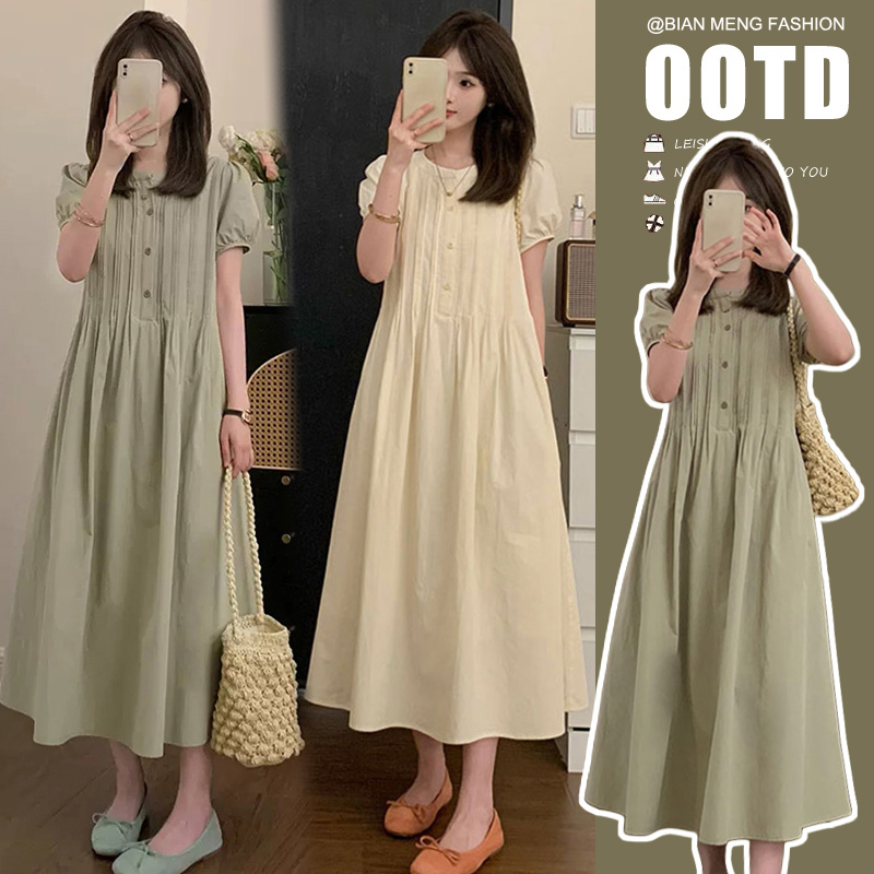 Summer New French-Style Tea Break Design Pleated Elegant Dress Plus Size Super Fairy First Love Long Dress Summer New French-Style Tea Break Design Pleated Elegant Dress Plus Size Super Fairy First Love Long Dress
