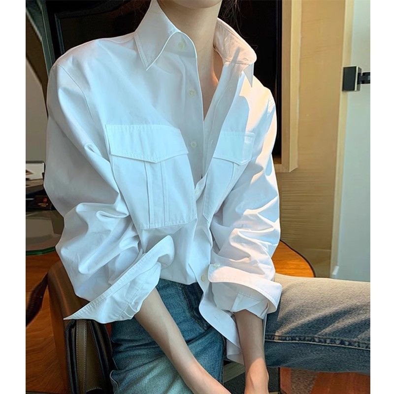 Uniqlo Official Flagship Store Spring and Autumn New Loose Plus-Size Design Versatile Long-Sleeve Pure Cotton Shirt Slimming Effect